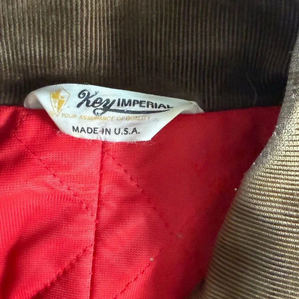 VTG Key Imperial Denim Trucker Jacket Insulated Men Large Corduroy Collar 44 Reg